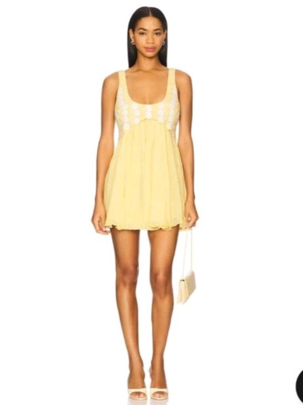 Camila Coelho Margarida Mini Lemon Yellow Floral Dress Large New NWT